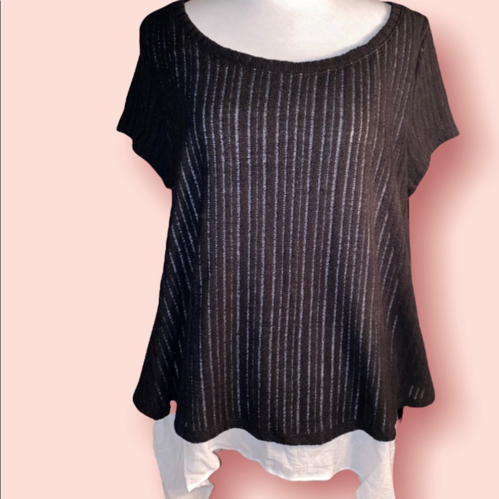 Anthropologie ~ Meadow Rue black/white top~ Medium - Picture 7 of 7